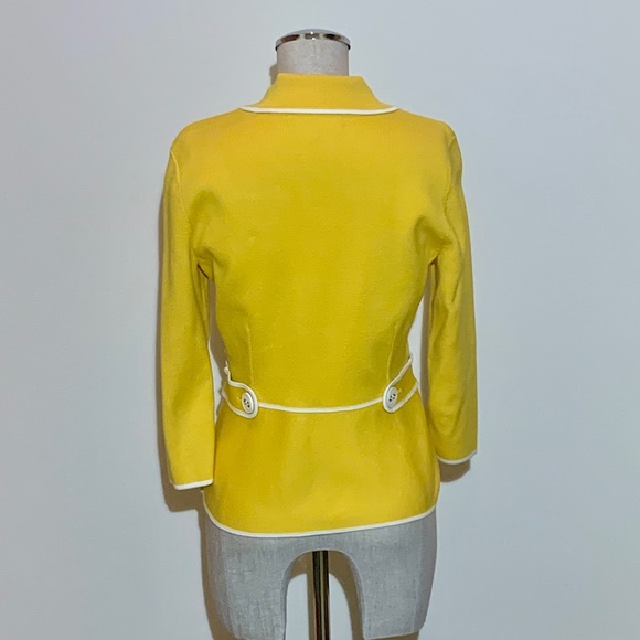 🔥EUC🔥 Jones New York Knit Jacket in Sunshine Yellow w/White Piping - Sz Small✨ - Picture 4 of 10